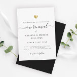 Modern Minimal Calligraphy Gold Heart Vow Renewal Invitation<br><div class="desc">This chic vow renewal invitation shines with simplicity. Modern typography,  gorgeous calligraphy accented by a pretty heart in (printed) gold,  this suite is both minimal and elegant. Space for more details on the back (or leave blank).</div>