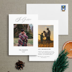 Modern Minimal Calligraphy Grateful Thanksgiving Holiday Card