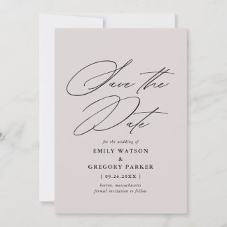 Modern Minimal Calligraphy Mauve Wedding Save The Date