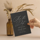 Modern Minimal Calligraphy Warm Black Wedding Save The Date<br><div class="desc">Announce the good news in style with this elegant save the date card featuring elegant calligraphy. The reverse side features more room for any additional details you may wish to provide to your guests.</div>