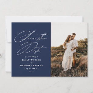 Modern Minimal Calligraphy Wedding Photo Save The Date
