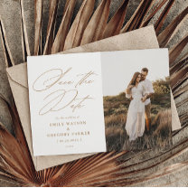 Modern Minimal Calligraphy Wedding Photo Save The Date