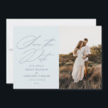 Modern Minimal Calligraphy Wedding Photo Save The Date<br><div class="desc">Announce the good news in style with this elegant photo save the date card featuring elegant calligraphy. The reverse side features more room for any additional details you may wish to provide to your guests.</div>