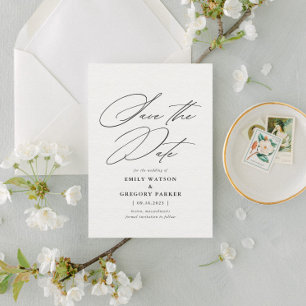 Modern Minimal Calligraphy Wedding Save The Date