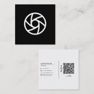 Modern Minimal Camera Aperture Photographer  Square Business Card
