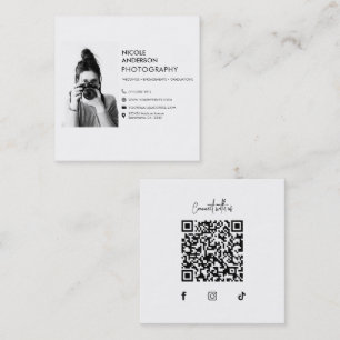 Modern Minimal Camera Photographer Picture Logo Square Business Card
