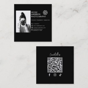 Modern Minimal Camera Photographer Picture Logo Square Business Card