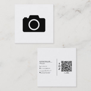 Modern Minimal Camera Photographer  Square Business Card