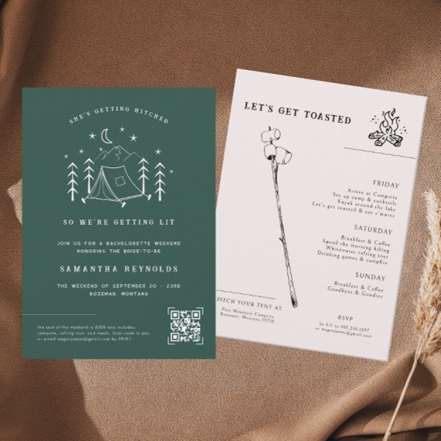 Modern Minimal Camping | Bachelorette Weekend Invitation (Creator Uploaded)
