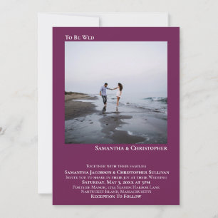 Modern Minimal Cassis Magenta Simple Photo Wedding Invitation