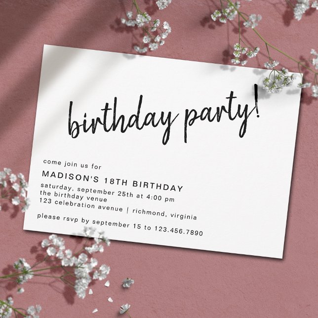Modern Minimal | Casual Script Any Age Birthday Invitation (Creator Uploaded)