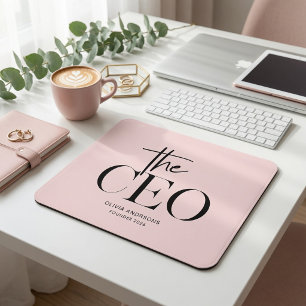Modern Minimal CEO Personalised Pink Custom Mouse Mat