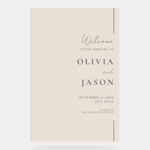 Modern Minimal Champagne Wedding Welcome Acrylic Sign