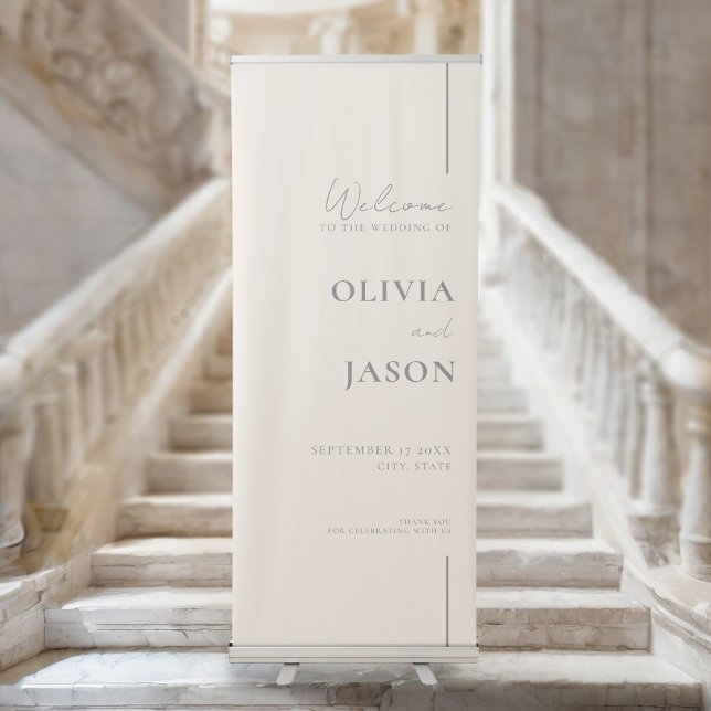 Modern Minimal Champagne Wedding Welcome Retractable Banner (Creator Uploaded)