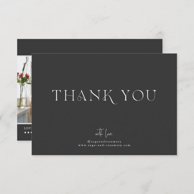 Modern Minimal | Charcoal Grey Business Thank You (Front/Back)