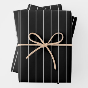 Modern Minimal Chic Black and Grey Striped Wrapping Paper Sheet