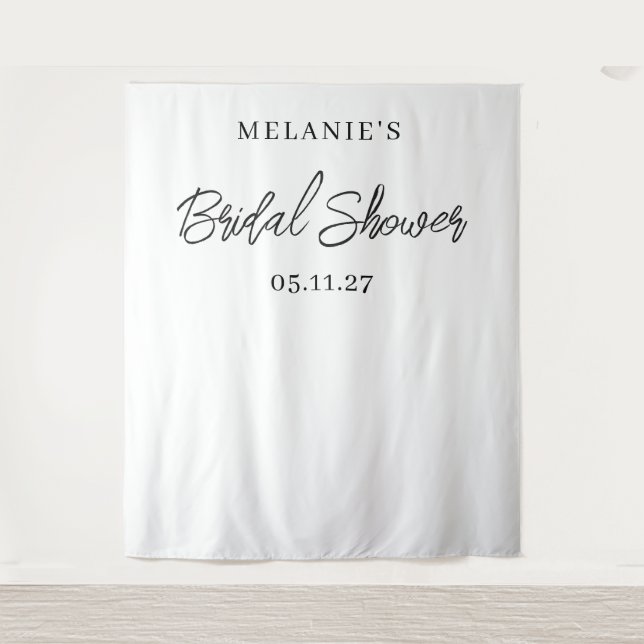 Modern Minimal Chic Bridal Shower Backdrop Tapestry (Front)