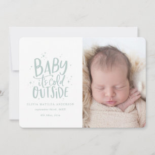 Modern minimal chic Christmas birth announcement