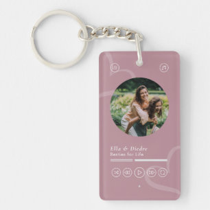 Modern Minimal Chic Music Player Photo Galentine Key Ring