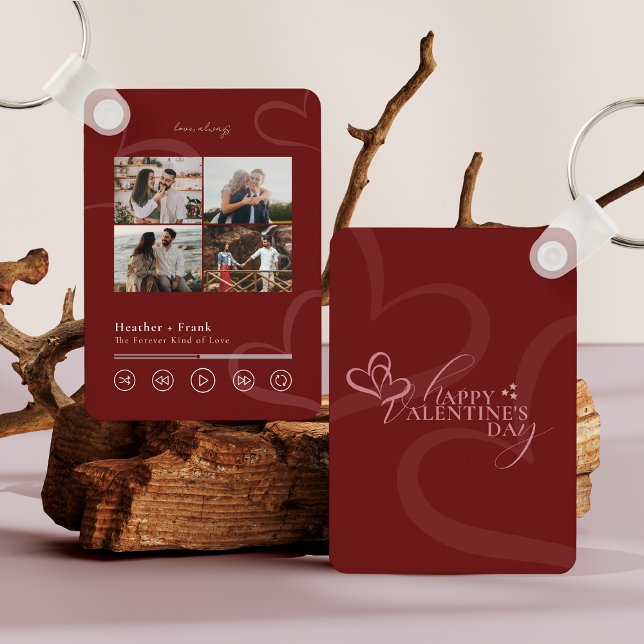 Modern Minimal Chic Music Player Photo Valentine's Key Ring (Creator Uploaded)