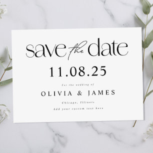 Modern Minimal Chic Non-Photo Wedding Save The Date