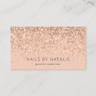 Modern minimal chic peach glitter girly business card