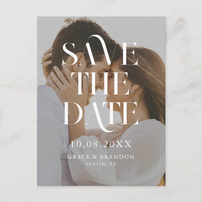 Modern Minimal Chic Photo Wedding Save the Date Announcement Postcard (Front)