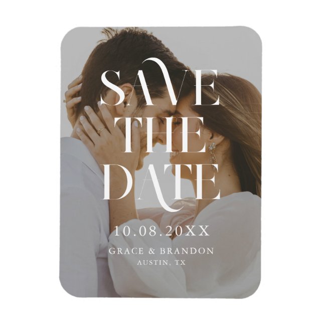 Modern Minimal Chic Photo Wedding Save the Date Magnet (Vertical)