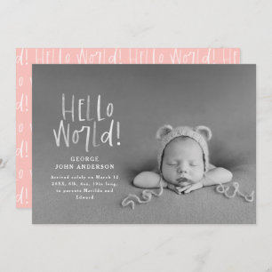 Modern minimal chic pink typography photo announcement