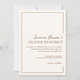 Modern Minimal Chic Rust Border Wedding  Invitation