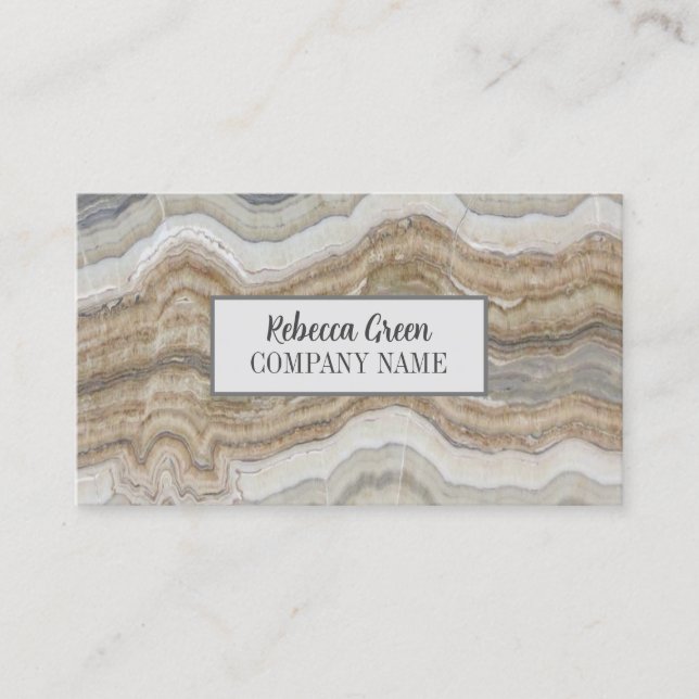 Modern Minimal Chic Stylish Fashion Beige Marble  Business Card (Front)