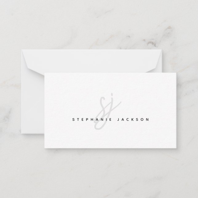 Modern Minimal Chic Stylish Monogram Professional  Card (Front)