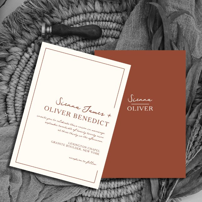 Modern Minimal Chic Terracotta Border Wedding  Invitation (Creator Uploaded)