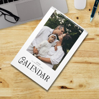 Modern Minimal Chic Typography Custom Family Photo Calendar
