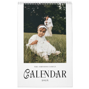 Modern Minimal Chic Typography Custom Family Photo Calendar