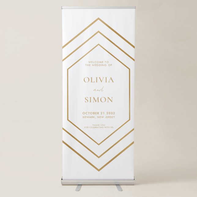 Modern Minimal Chic Wedding Welcome Retractable Banner (Front)