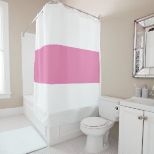 Modern Minimal Chic Wide Rose Pink White Stripes Shower Curtain