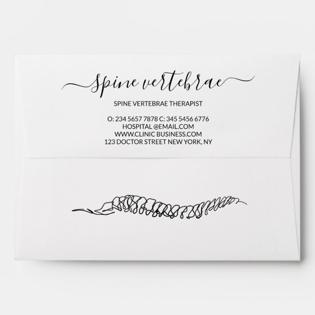 Modern Minimal Chiropractor Chiropractic Envelope (Back (Top Flap))