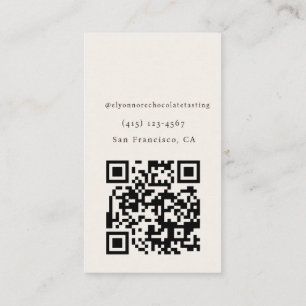 Modern Minimal Chocolate Tasting Qr Code Business Card