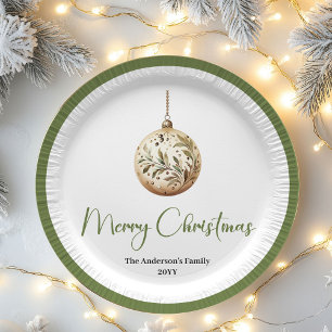 Modern Minimal Christmas Custom Family Paper Plate