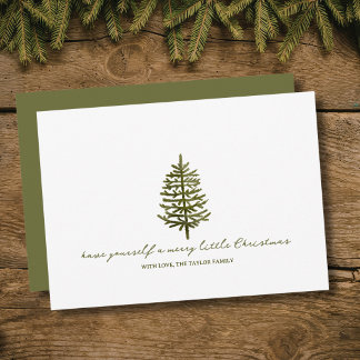 modern minimal Christmas evergreen tree holiday Card