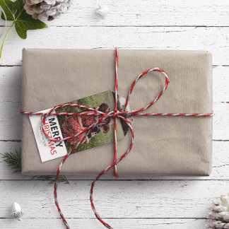 Modern Minimal Christmas Family Photo Gift Tags