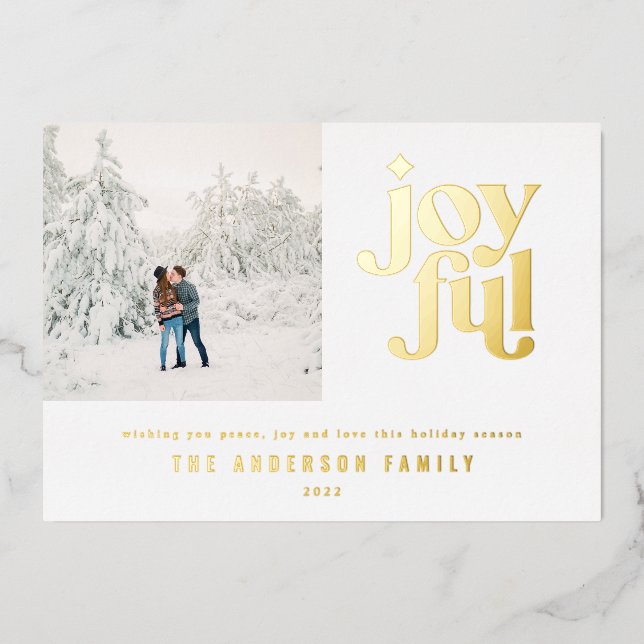 Modern minimal Christmas  Foil Holiday Card (Front)