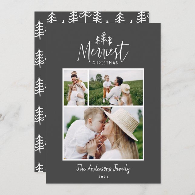 Modern minimal Christmas japandi 1 multi photo Holiday Card (Front/Back)