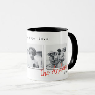 Modern minimal Christmas multi photo family gift Mug