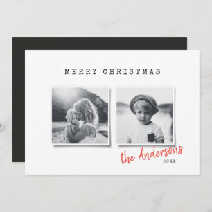 Modern minimal Christmas multi photo Holiday Card