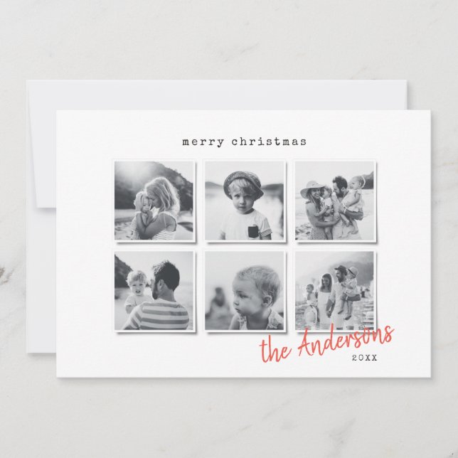 Modern minimal Christmas multi photo Holiday Card (Front)