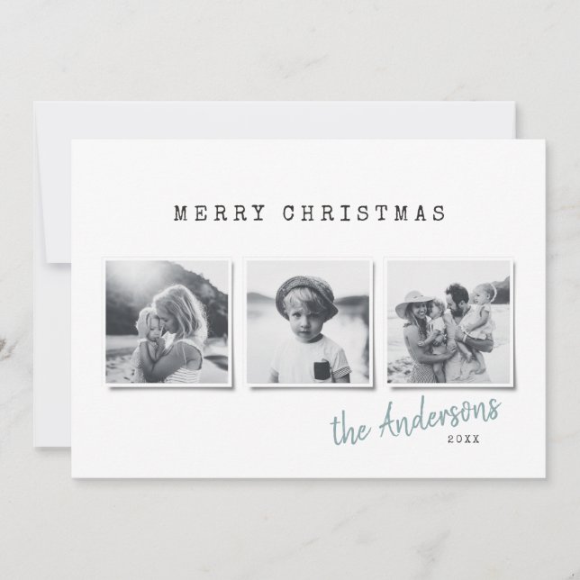 Modern minimal Christmas multi photo Holiday Card (Front)
