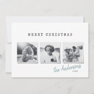 Modern minimal Christmas multi photo Holiday Card
