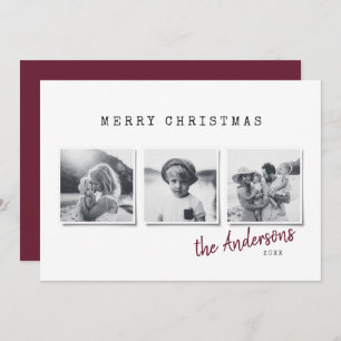 Modern minimal Christmas multi photo Holiday Card
